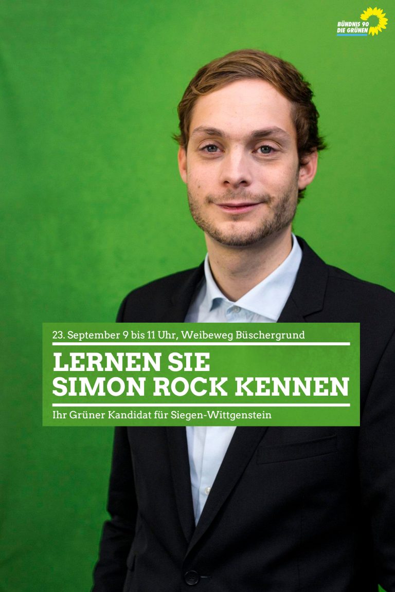 Grüner Kandidat Simon Rock am 23. September in Büschergrund